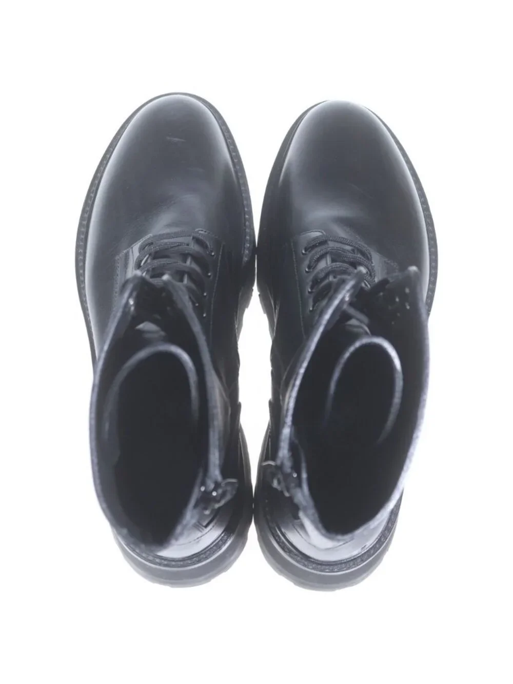Celine Balki Max Leather Thick Sole Lace Up Boots Black